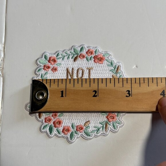 NEW Iron On Patch "NOT TODAY SATAN" Floral Cute Green & Pink - Picture 5 of 6
